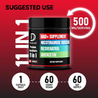 DEDICAD 11in1 NAD Supplement - Nicotinamida Ribósido, Quercetina, Resveratrol y 8 Más - 60 Cápsulas (2 Meses)