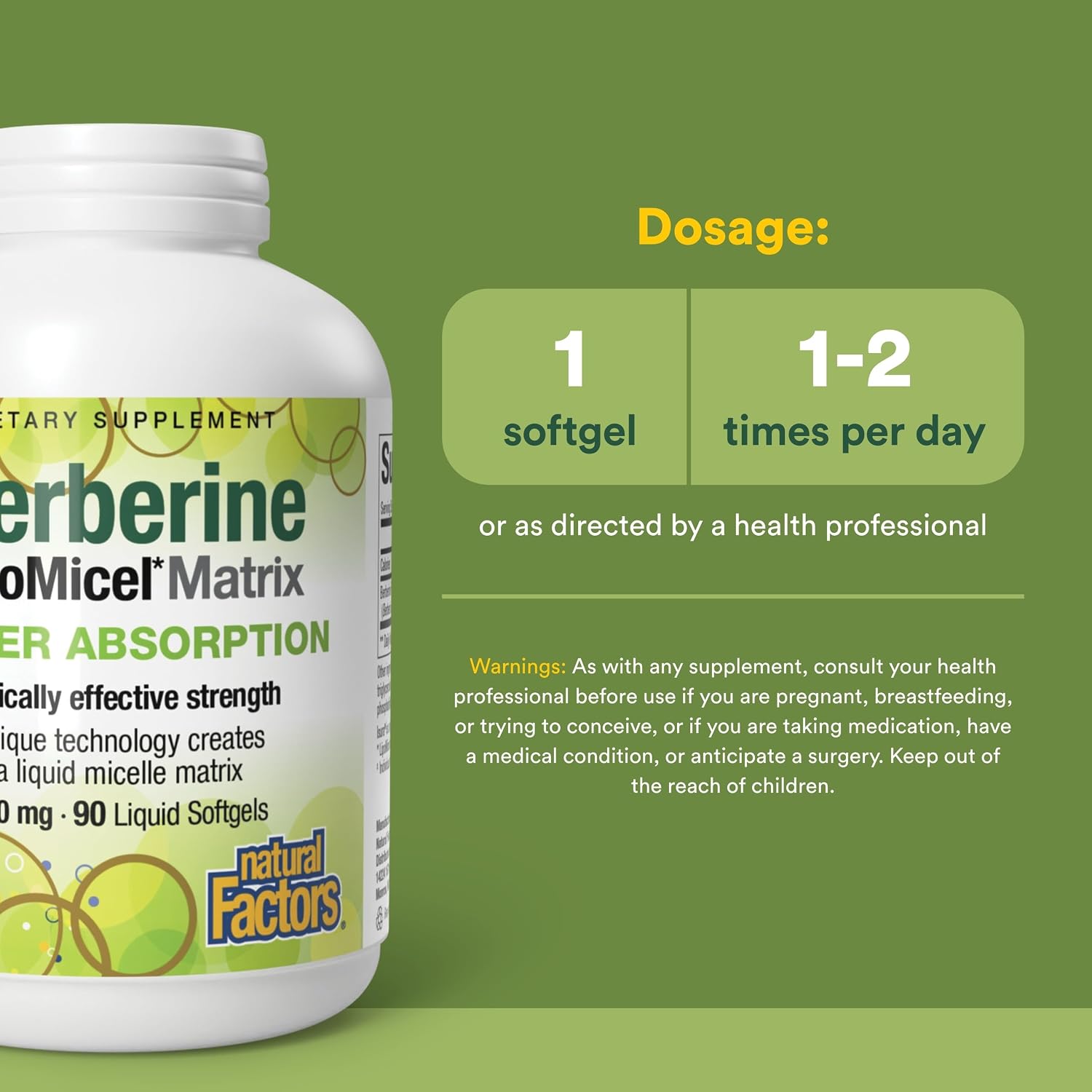 Natural Factors Berberine LipoMicel Matrix - 90 Cápsulas Blandas