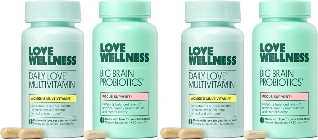 Love Wellness Dúo Mente y Cuerpo: Multivitamínico Daily Love y Probiótico Big Brain para Mujeres