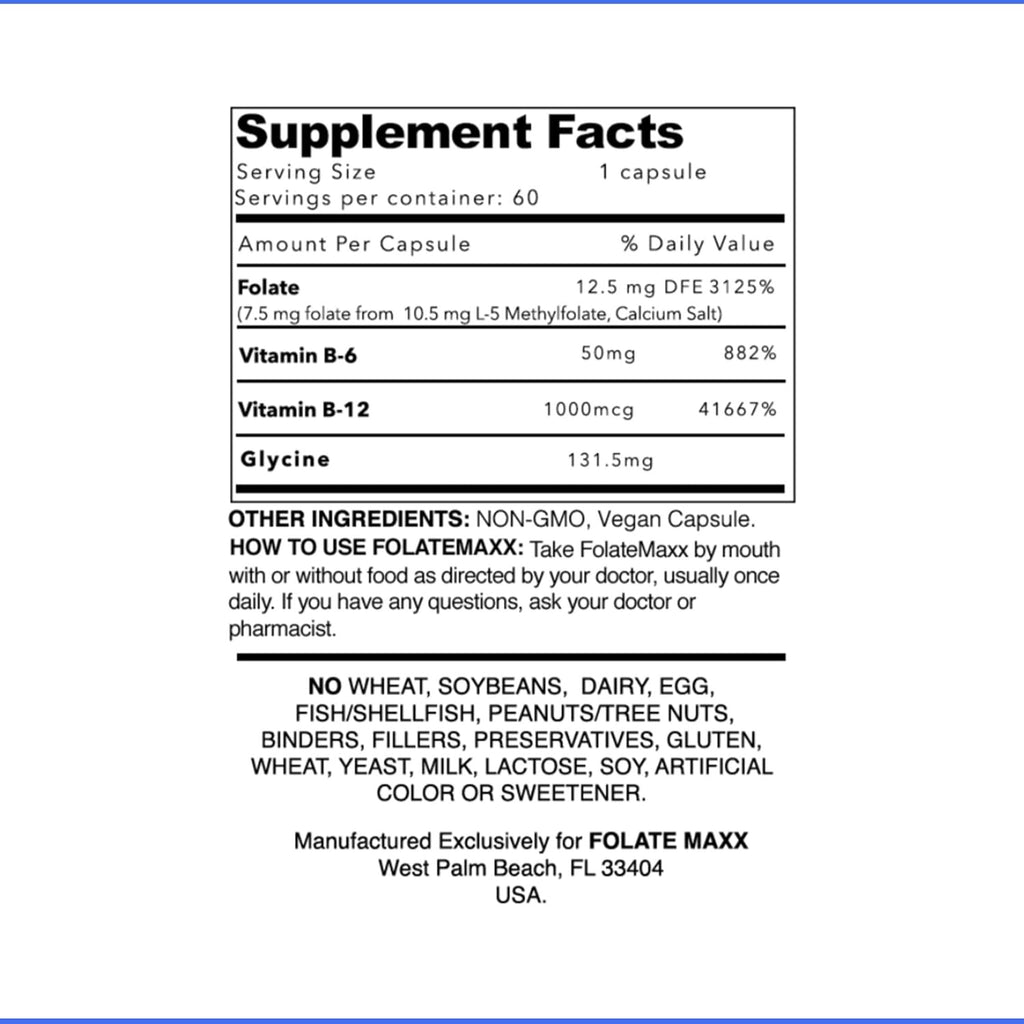 L-Metilfolato 7.5mg con Complejo B Activo - 60 Cápsulas - Alta Potencia 5-MTHF con Vitamina B6 y Metil B12 - 3 en 1, No OGM, Sin Gluten (Suministro para 2 Meses)