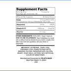 L-Metilfolato 7.5mg con Complejo B Activo - 60 Cápsulas - Alta Potencia 5-MTHF con Vitamina B6 y Metil B12 - 3 en 1, No OGM, Sin Gluten (Suministro para 2 Meses)