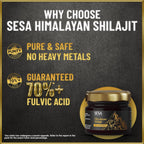 Sesa Himalayan Shilajit Resin – 100% Ayurvédico, 50 dosis de 400 mg con 80+ Minerales Traza y Ácido Fúlvico