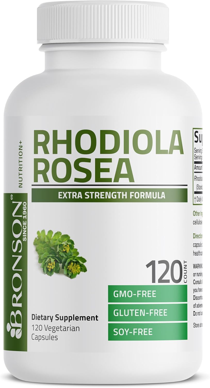 Bronson Rhodiola Rosea - Cápsulas Vegetarianas - Hierba Adaptógena - 120 Cápsulas