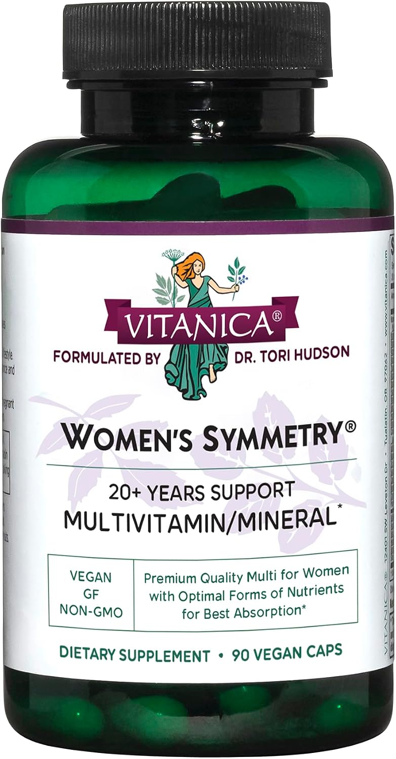 Vitanica Women's Symmetry, Multivitamínico Diario de Alta Potencia para Mujeres, Vegano, 180 Cápsulas