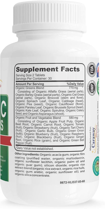 Caraway Vitamins Organic Superfoods Greens Complex - 60 Comprimidos Veganos – Image 8