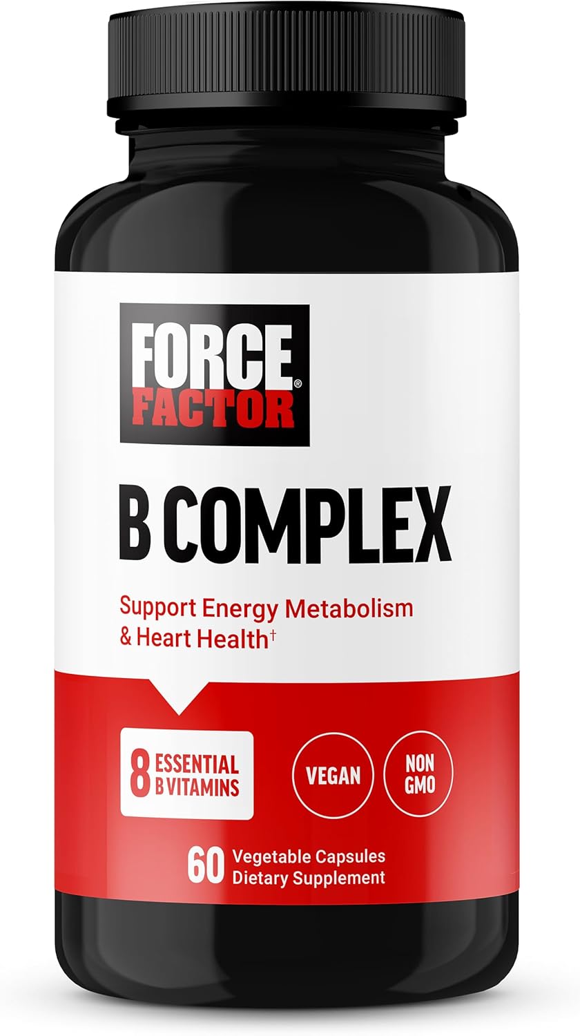 Force Factor Complejo de Vitaminas B - Energía, Vitalidad y Salud Cardiovascular, 60 Cápsulas Vegetales