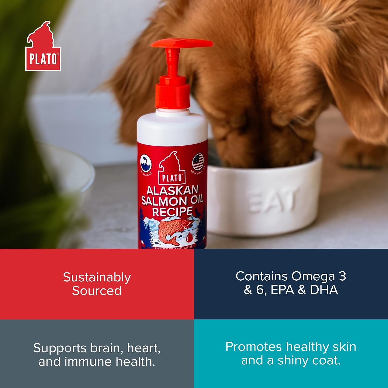 PLATO Wild Alaska Salmon Oil for Dogs - 946 ml