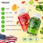 NutraPath Superfood Frutas y Verduras Gominolas (120 unidades), 12+ Superfrutas y 30 Verduras, Frutas y Hierbas, Vitaminas de Frutas y Verduras, No-GMO, a Base de Pectina, Sin Gluten