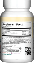 Vitamin B12 Lozenges with Folic Acid and Biotin - 800 mcg Sublingual B12 Lozenges Sabor Fresa - 90 Comprimidos