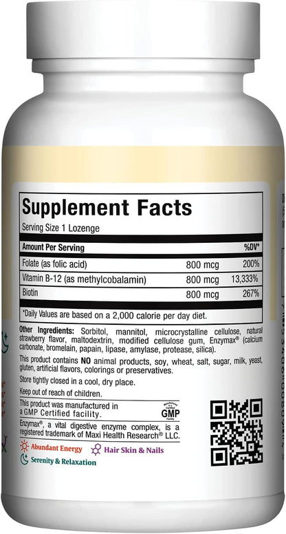 Vitamin B12 Lozenges with Folic Acid and – Contribuye al metabolismo energético normal. Ayuda a convertir los – Image 2