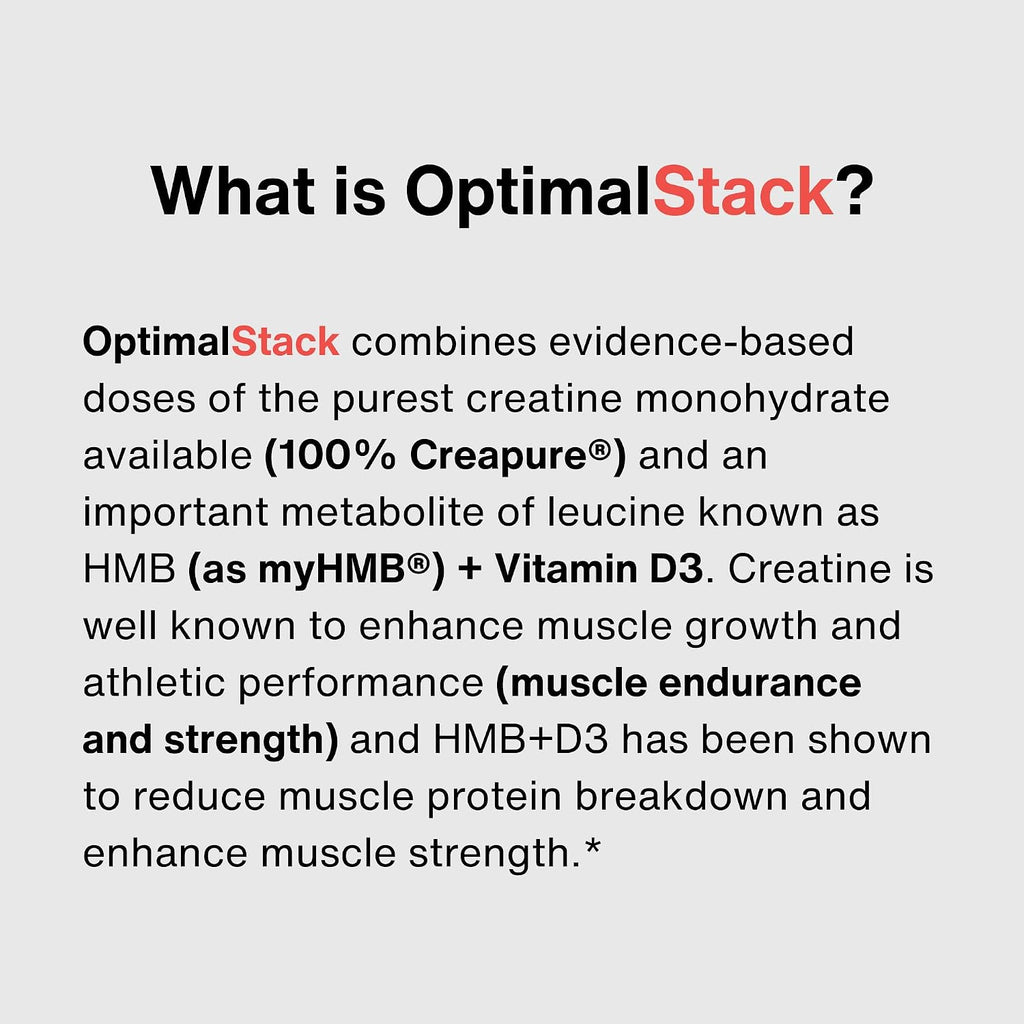OptimalStack Creatine Monohydrate, HMB y Vitamina D3 - 30 Servicios