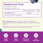 Pterostilbeno 150 mg - Suplemento Antioxidante, 180 Cápsulas
