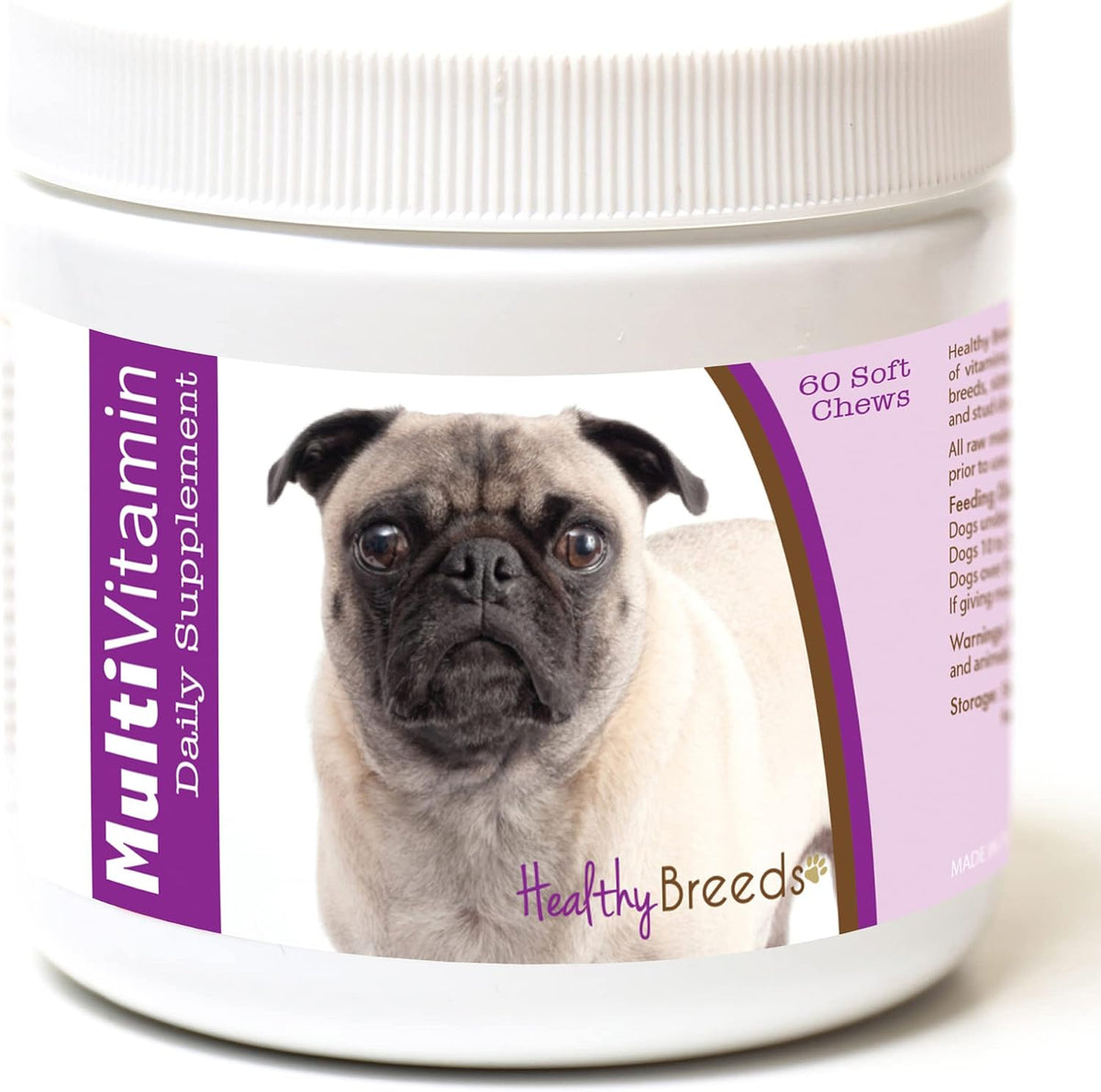 Healthy Breeds Pug Multi-Vitamin Soft Chews 60 Count – Image 1