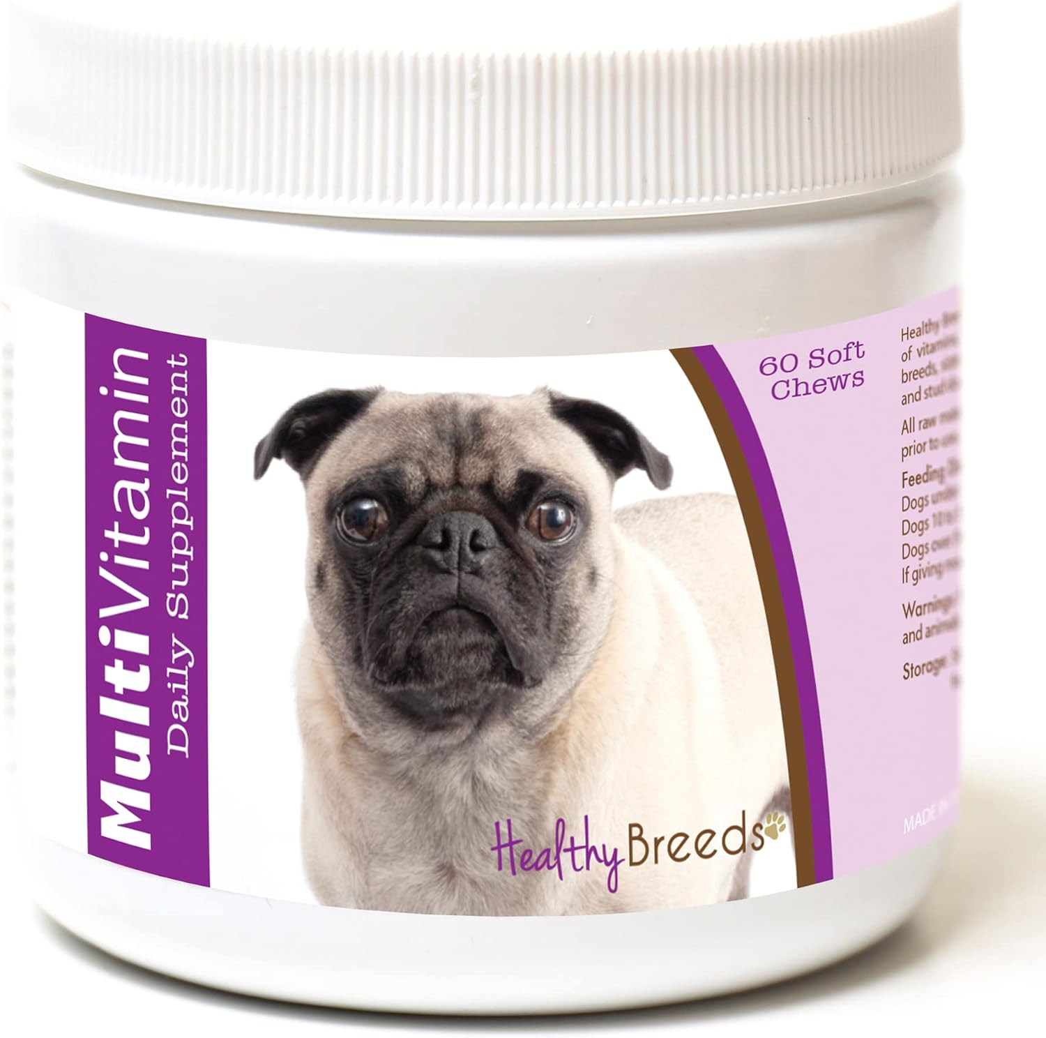Healthy Breeds Pug Multivitaminas Masticables Blandas 60 Unidades