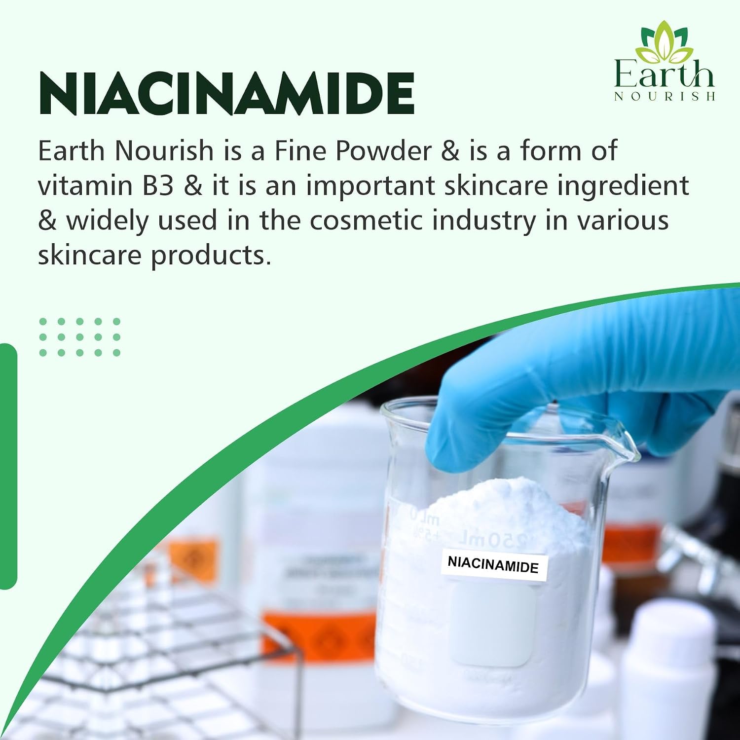 Earth Nourish Niacinamide Powder 3.52 oz / 100g – Grado Cosmético para DIY