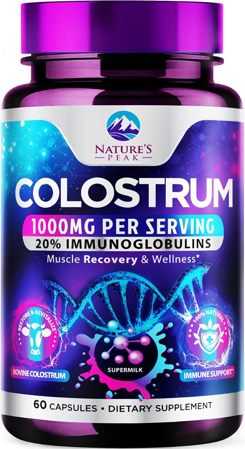 Nature's Peak Calostro Bovino 1000mg con 20% Inmunoglobulinas (IgG) - 120 Cápsulas