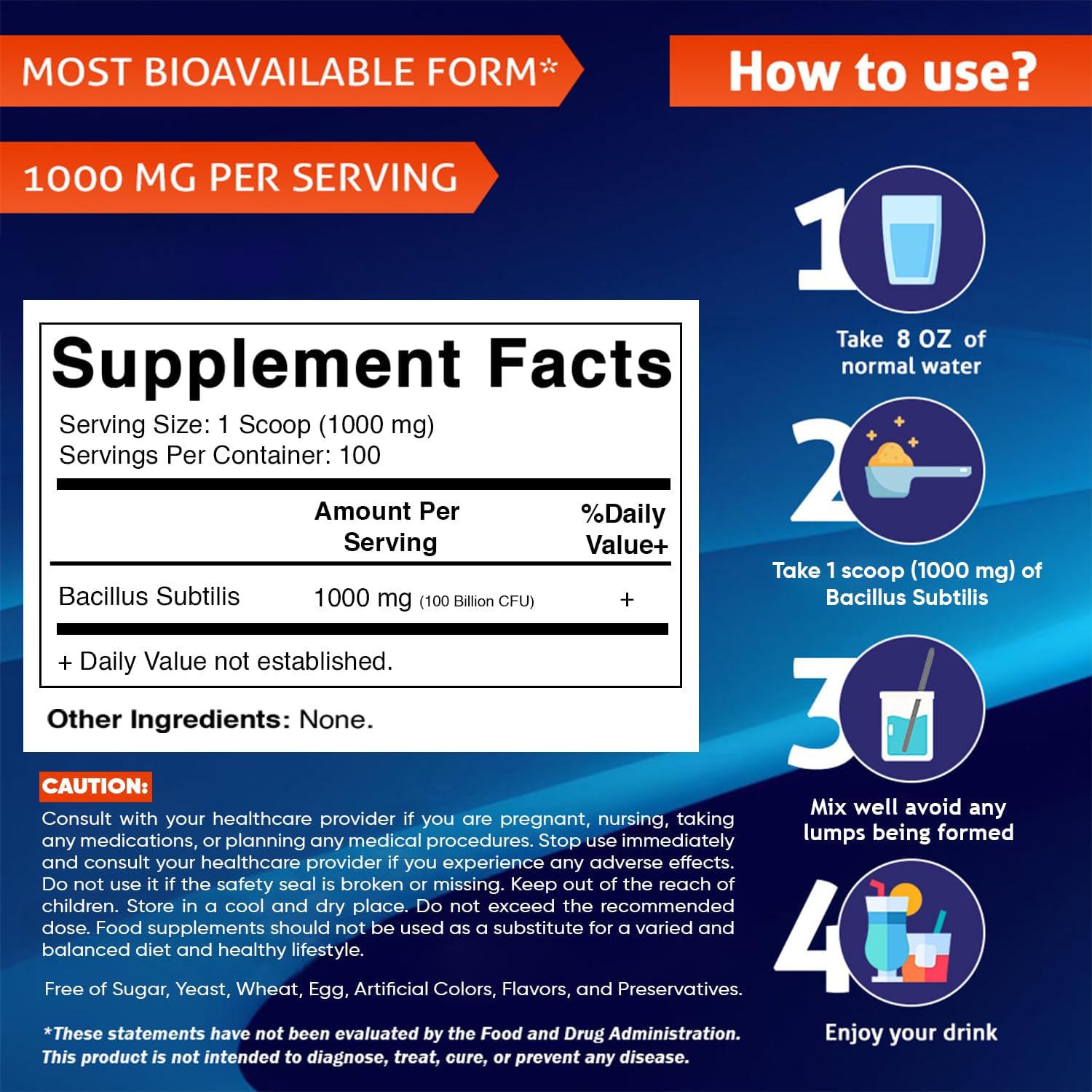 Vitamatic Bacillus Subtilis Probiótico en Polvo - 100g - 100 Porciones