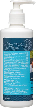 Aceite de Pescado Salvaje de Alaska para Perros – Omega 3 EPA y DHA – 237 ml (8 oz) con Bomba Dosificadora