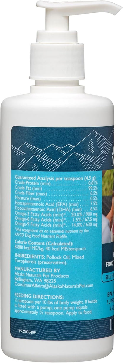 Aceite de Pescado Salvaje de Alaska para Perros – Omega 3 EPA y DHA – 237 ml (8 oz) con Bomba Dosificadora – Image 2