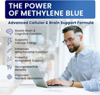 Gotas de Azul de Metileno, Grado Farmacéutico para Humanos, Suplemento Líquido para la Salud Cerebral con PQQ, CoQ10, Vitamina C, Extracto de Pimienta Negra para Apoyo Cognitivo, Grado USP 1%, 60 ml