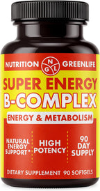 NGL Super Energy Vitamin B Complex Bioactive Cold Fill Softgels – Complejo B con Ácido Fólico, Zinc y Vitamina D, 90 Cápsulas