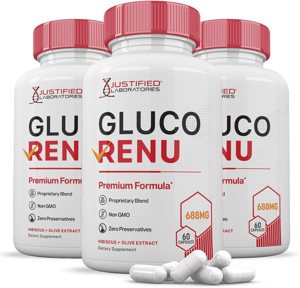 Gluco Renu 688 mg - Apoyo glucémico con hierbas - 300 cápsulas (5 envases)
