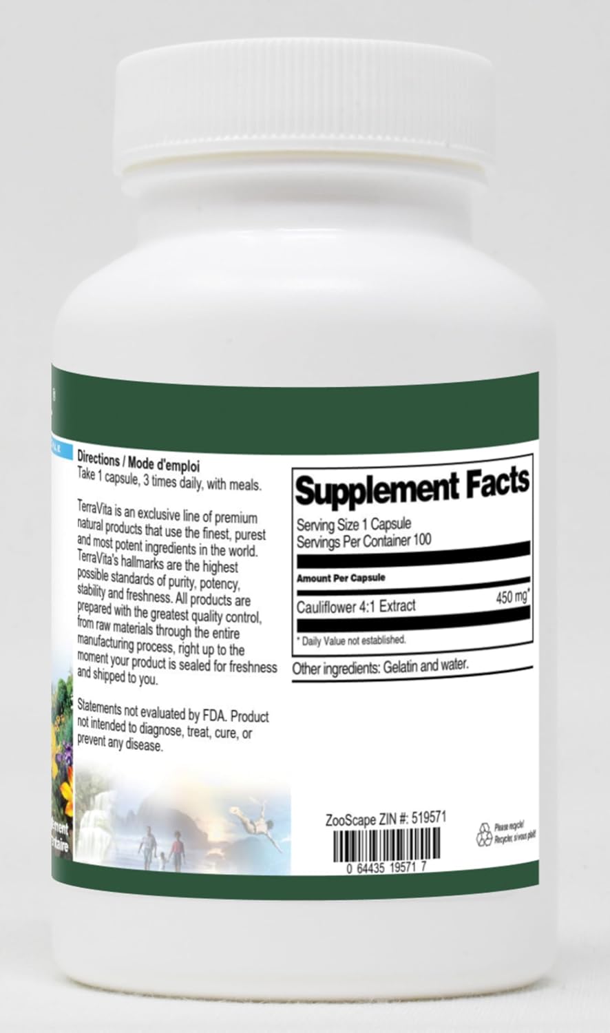 Cauliflower 4:1-450 mg (100 Cápsulas) - Terravita