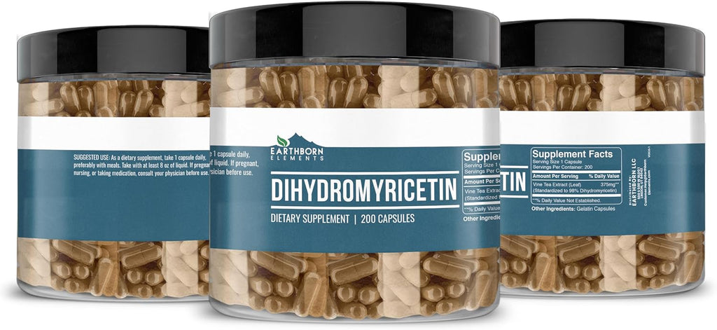 Earthborn Elements DHM Dihidromiricetina 200 Cápsulas, Puro y sin Diluir, Sin Aditivos