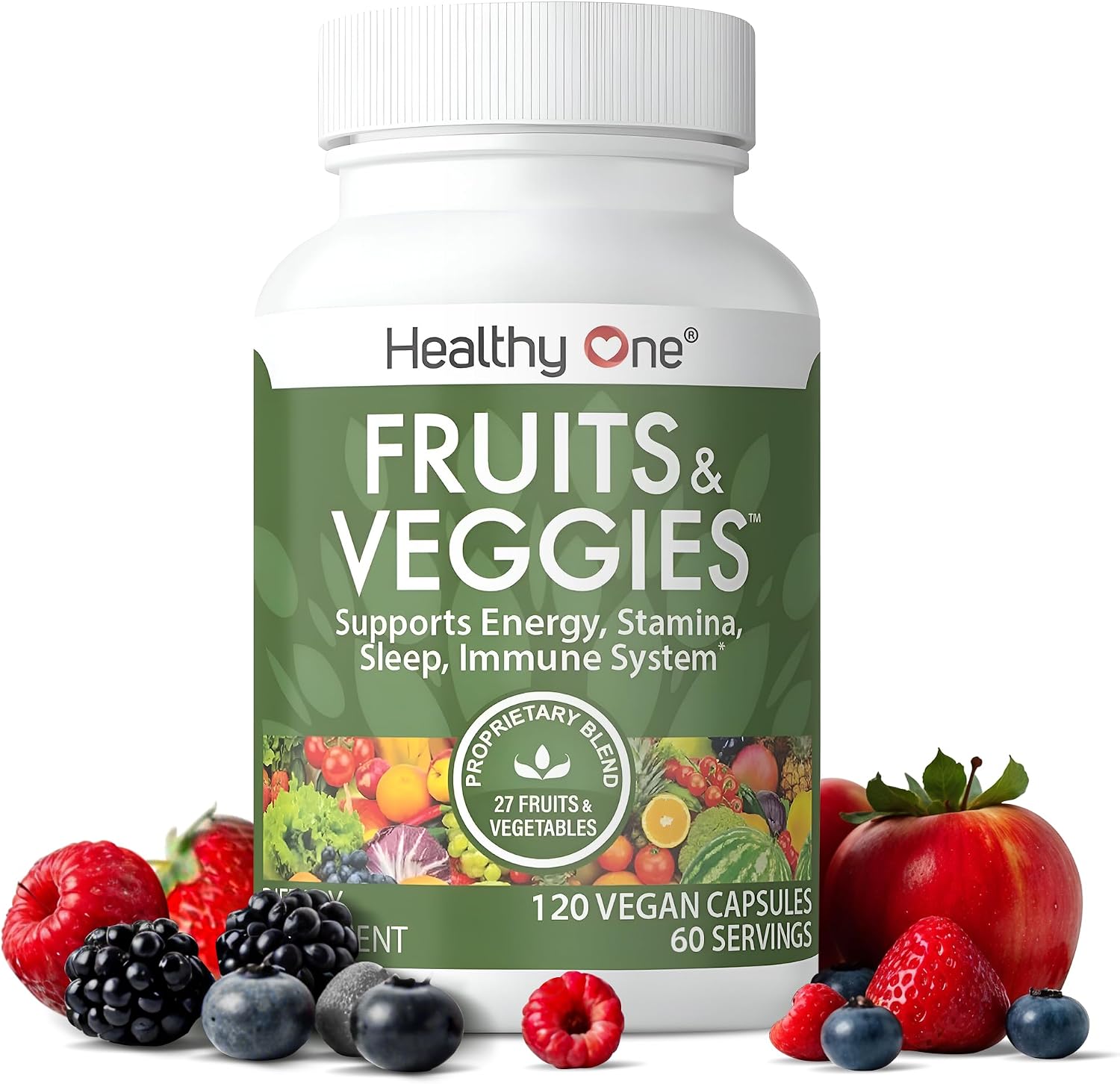 Healthy One Fruits & Veggies Formula - 27 Alimentos Integrales Ecológicos - 120 Cápsulas