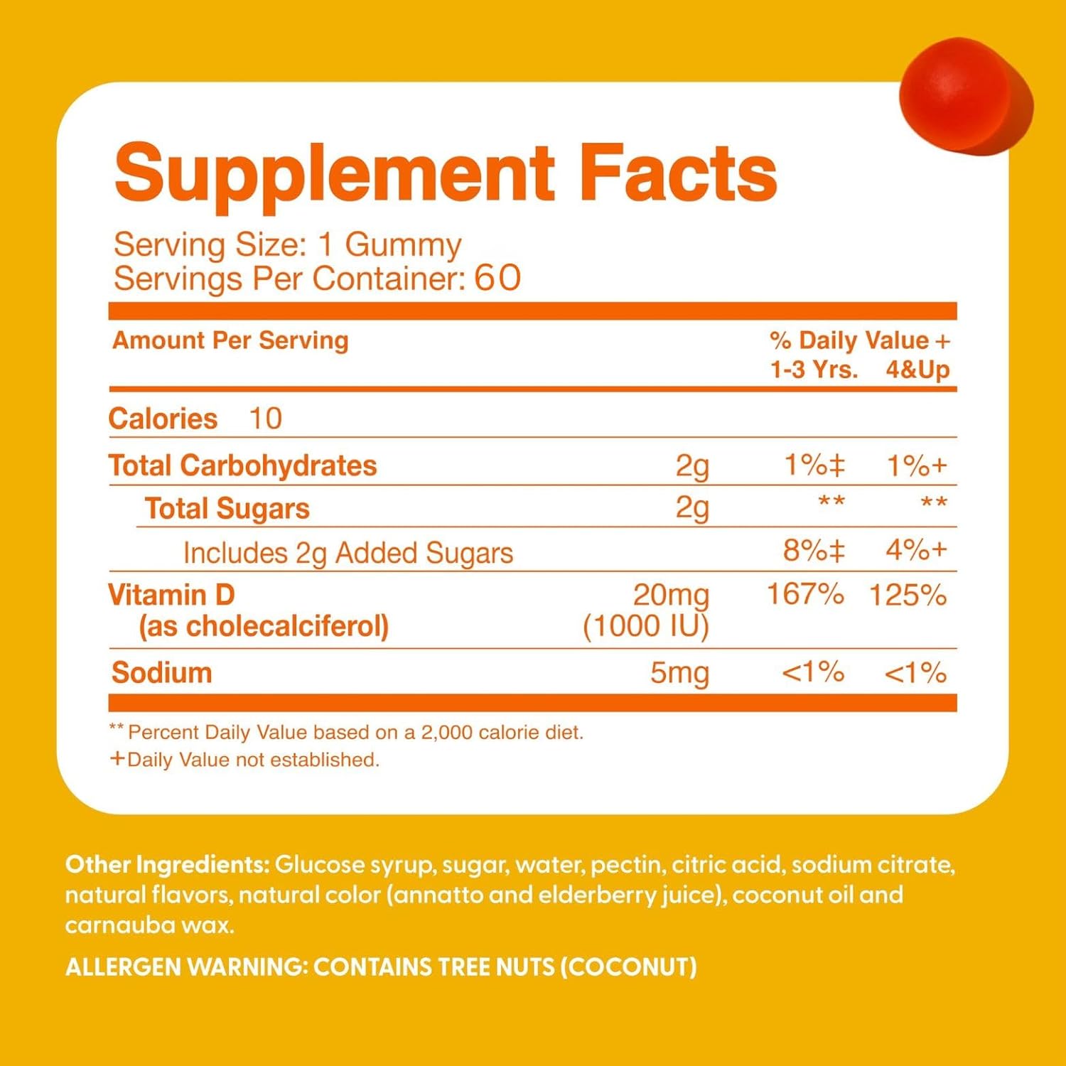 Vitaminas D3 + K2 1000UI en Gominolas para Niños - 60 Gominolas - Sabor Naranja