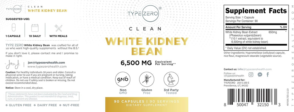 Type Zero Clean Extracto de Judía Blanca - 90 Cápsulas