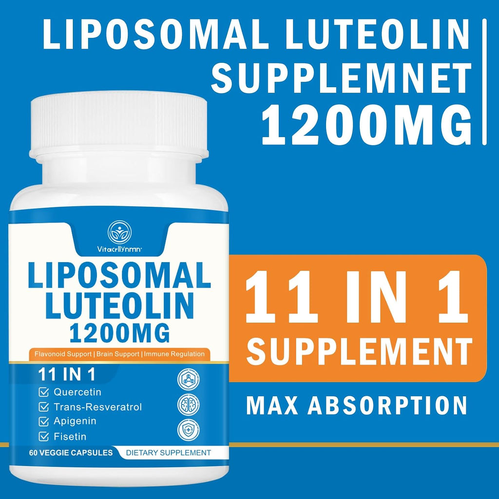 VITACRLLYNMN Liposomal Luteolina 1200 mg – Complejo 11 en 1 Antioxidante y Cognitivo, 60 Cápsulas