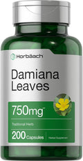 Horbäach Extracto de Hoja de Damiana | 200 Cápsulas | Suplemento Herbal