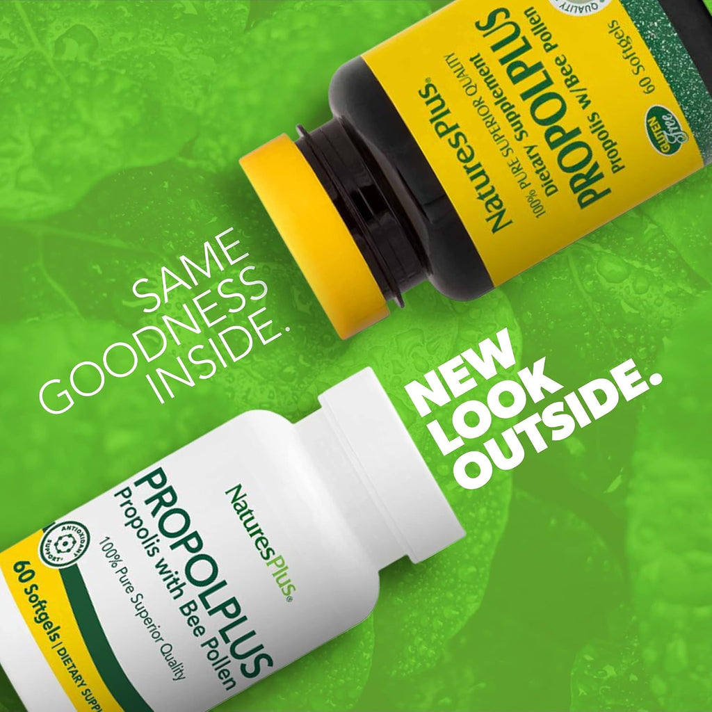 NaturesPlus Propolplus - 60 Softgels - Suplemento de Propóleo y Polen de Abeja