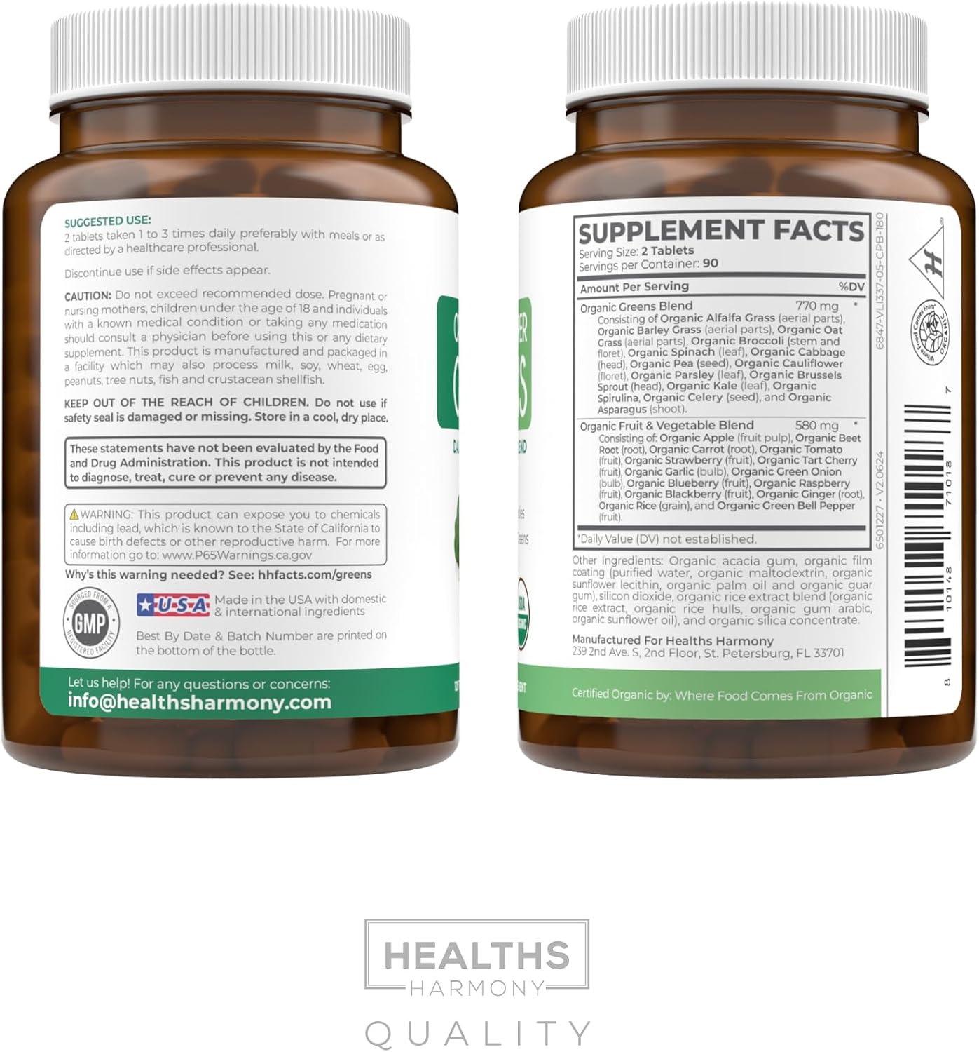 USDA Organic Super Greens - Suplemento de Superverduras Ecológicas con 28 Superalimentos