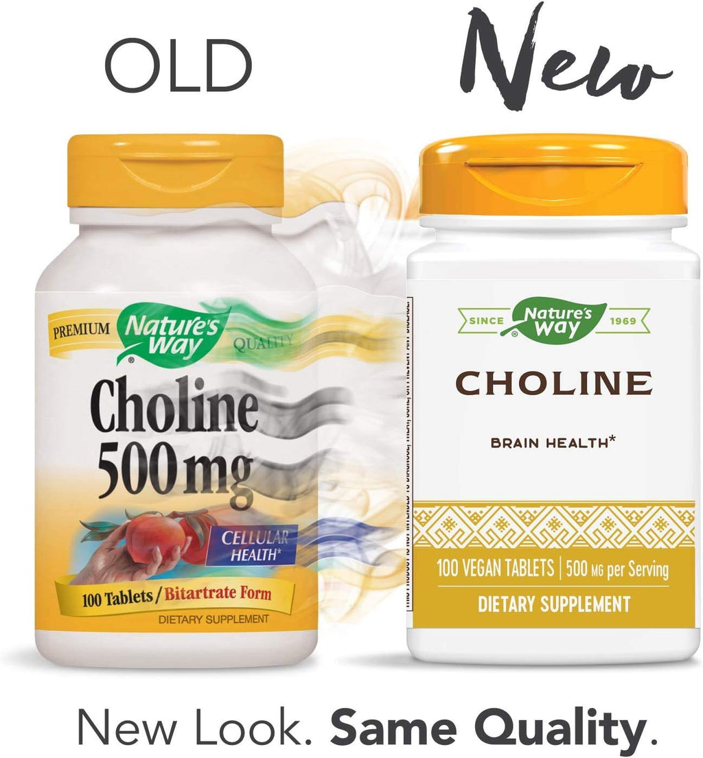 Nature's Way Choline, 500 mg per Serving, 100 Tablets (2-Pack)