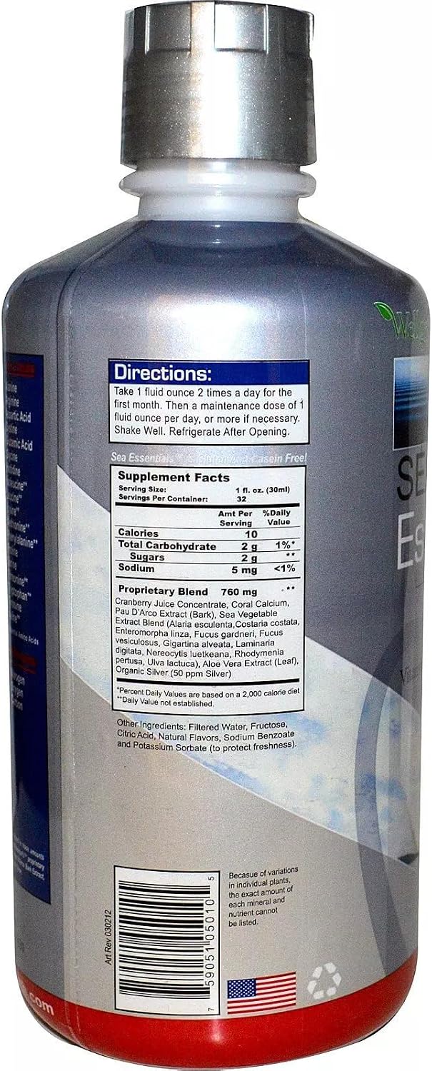 Wellgenix Sea Essentials Minerales Traza Líquidos con Calcio de Coral, 946 ml