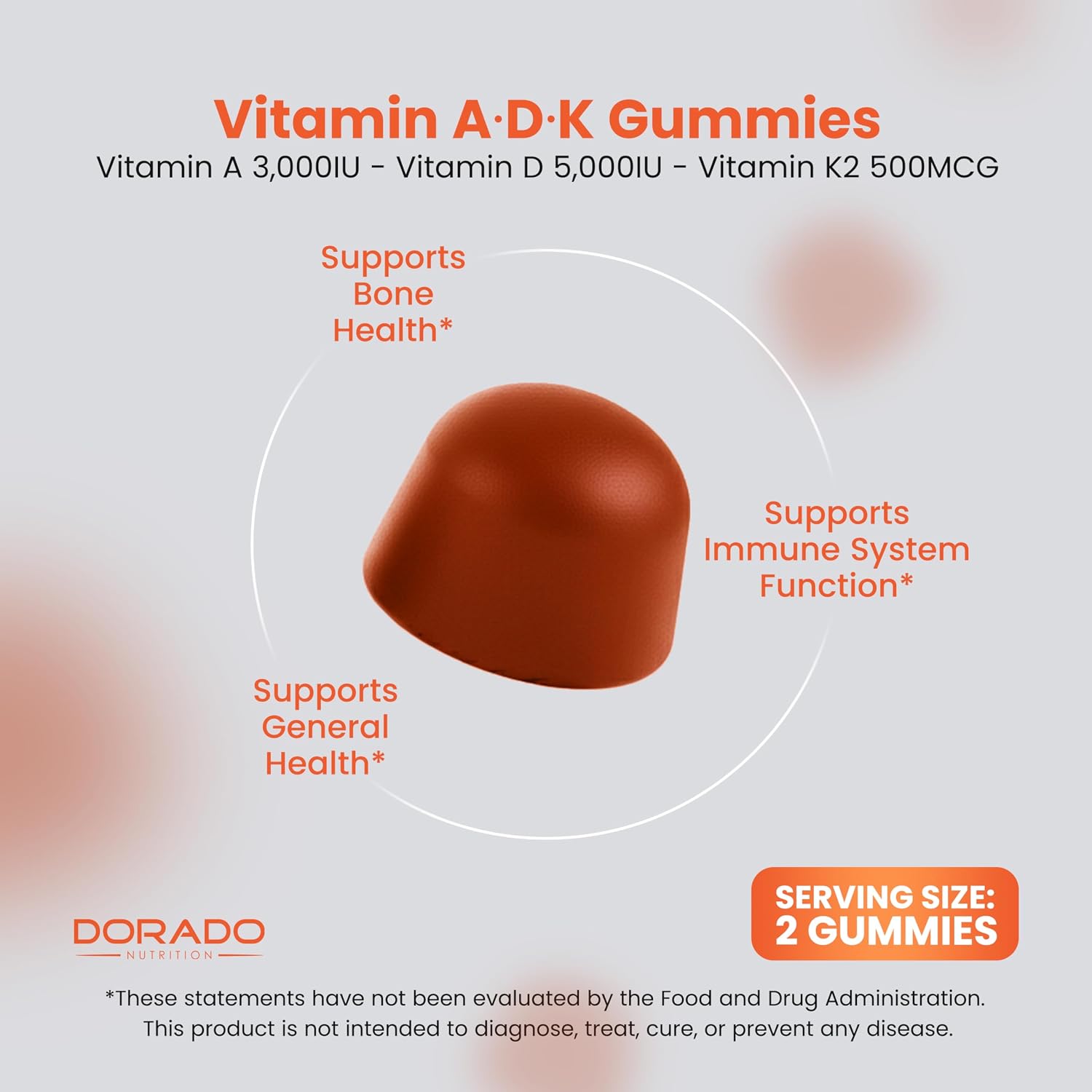 ADK Gummies Vitamina D3 K2 (60 Gominolas Sin Azúcar) - 10000 UI / 5000 UI - Sabor Frambuesa - Vegano - No GMO