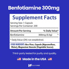Healthfare Benfotiamina 300mg | 200 Cápsulas | Forma Liposoluble de Vitamina B1 | No-GMO | Sin Gluten (2-Pack)