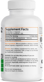 Bronson Vitamina K2 MK-7 Menaquinona 100 mcg, 120 Cápsulas - No-GMO