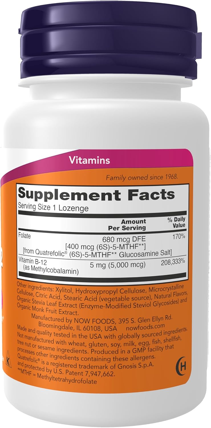 NOW Foods Metil B-12 (Metilcobalamina) 5000 mcg - 60 comprimidos