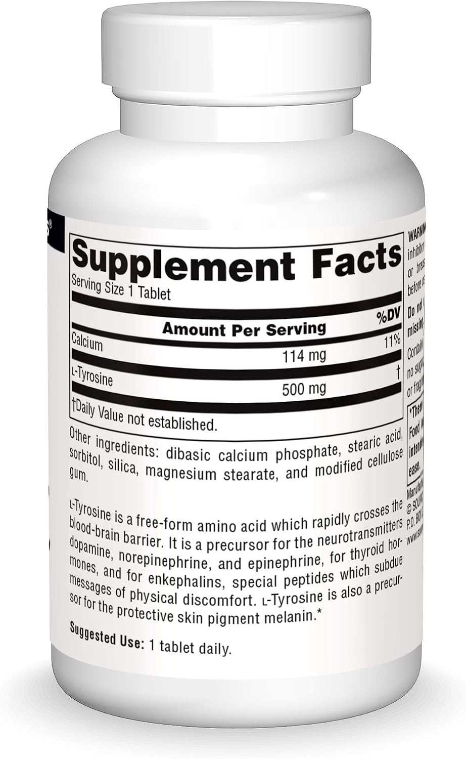 Source Naturals L-Tirosina 500 mg - 50 Comprimidos