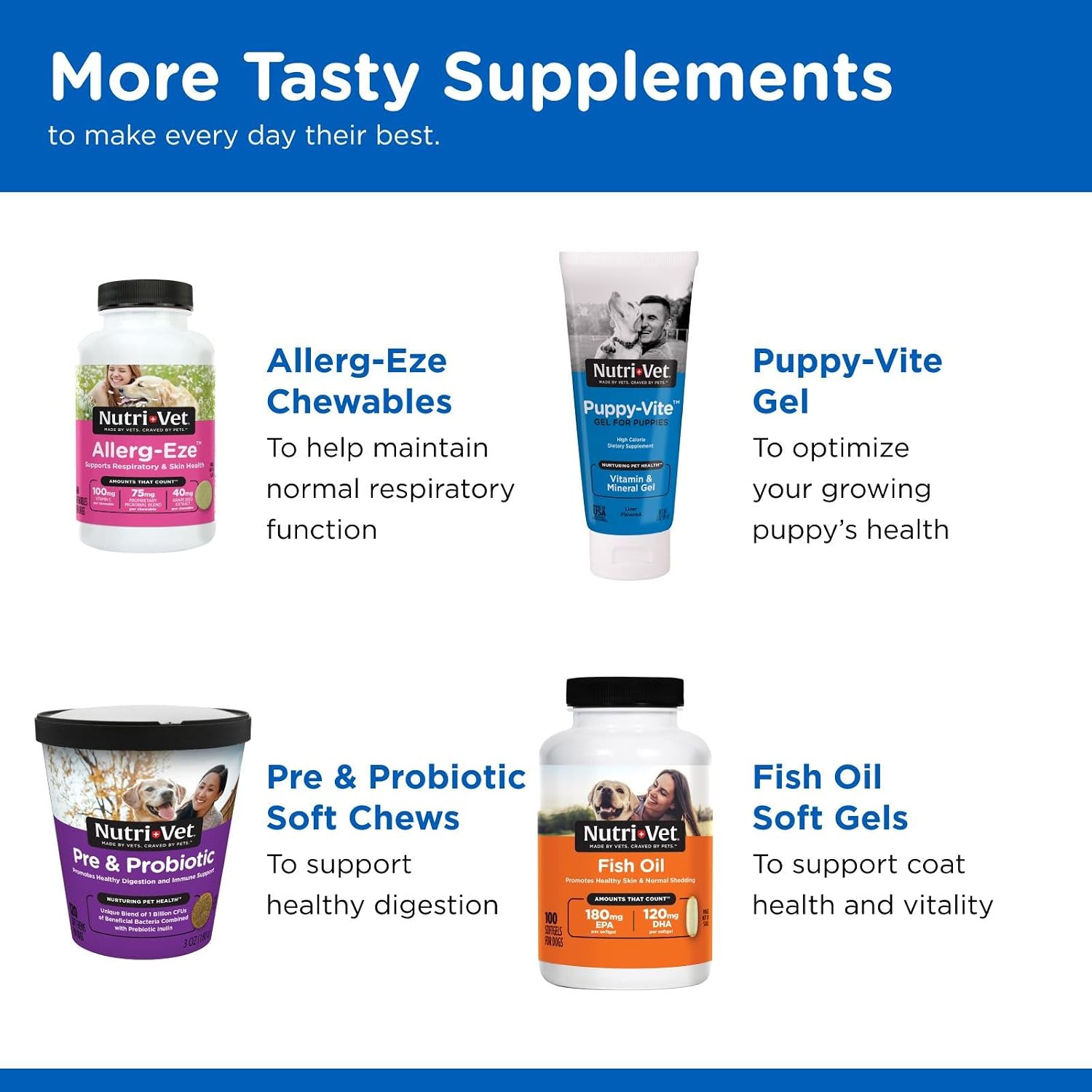 Nutri-Vet Puppy-Vite Masticables para Cachorros - Multivitamínico y Minerales - 60 Comprimidos