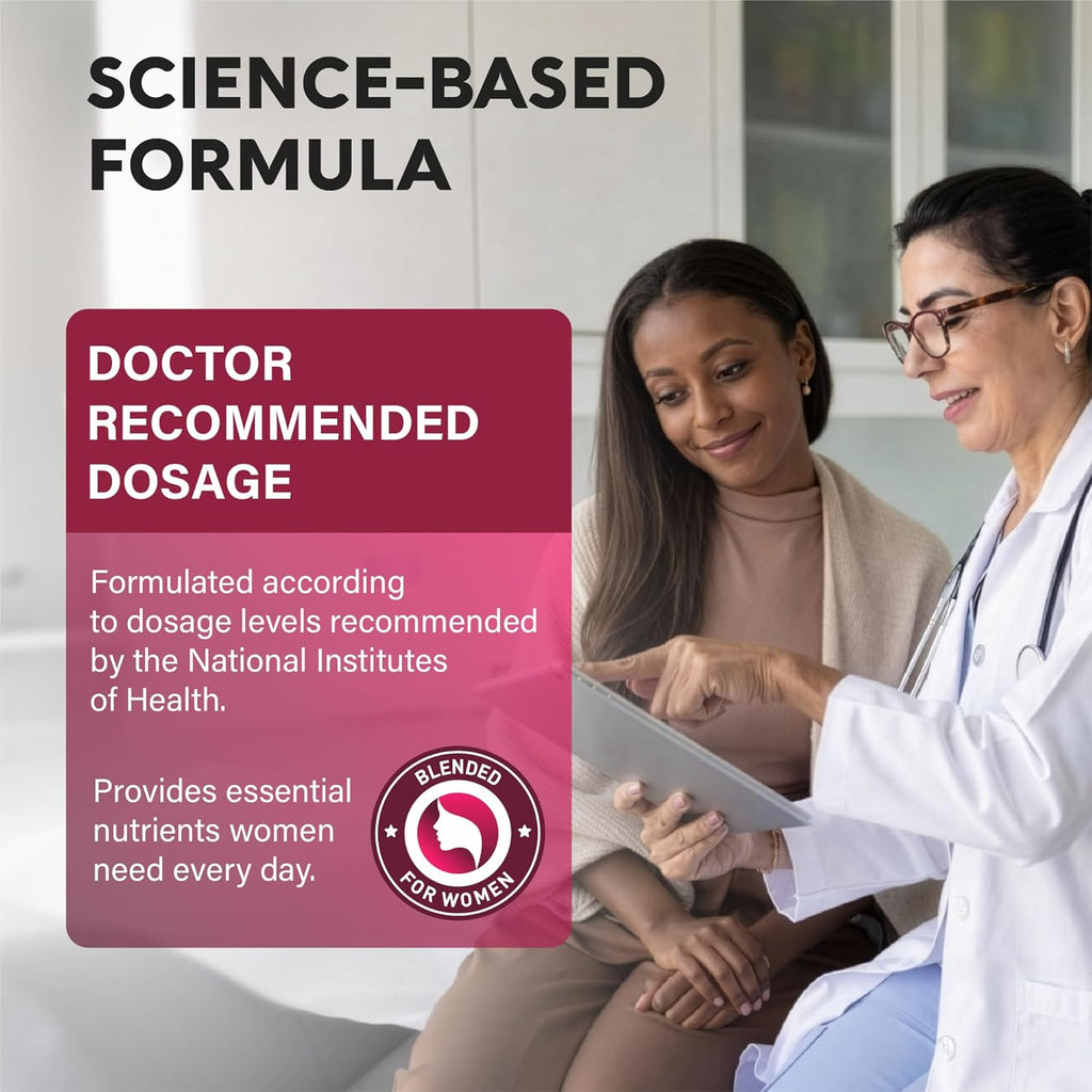 NUTRAHARMONY Multivitamínico para Mujeres 47 en 1 con Complejo B, Hierro y Alimentos Integrales - 90 Cápsulas (3 Meses)