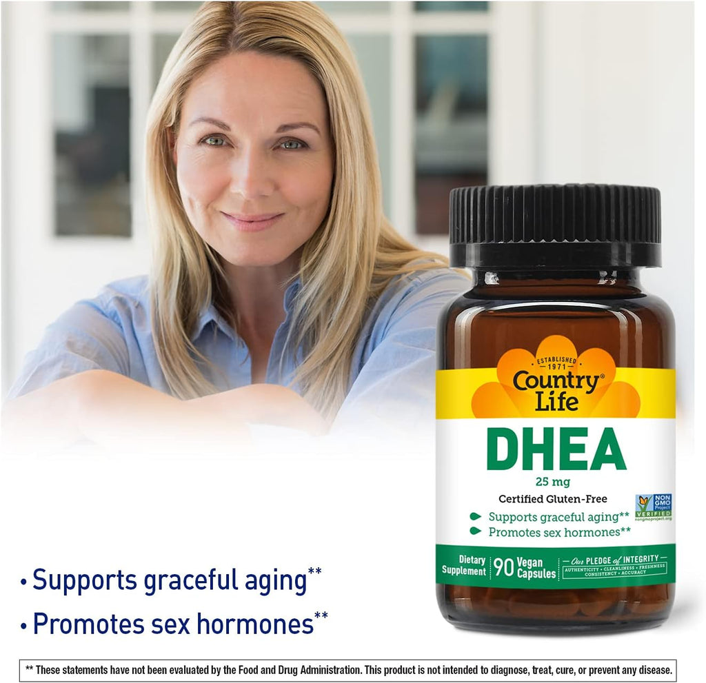 Country Life DHEA 25 mg, 90 Cápsulas Veganas