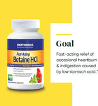 Enzymedica Betaine HCl, 120 Cápsulas - Complemento de Ácido Clorhídrico y Enzimas Digestivas