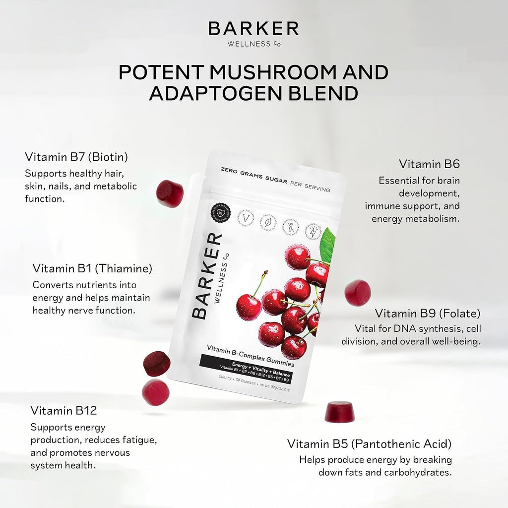 Gominolas de Complejo B Barker Wellness – Energía y Metabolismo, Sin Azúcar