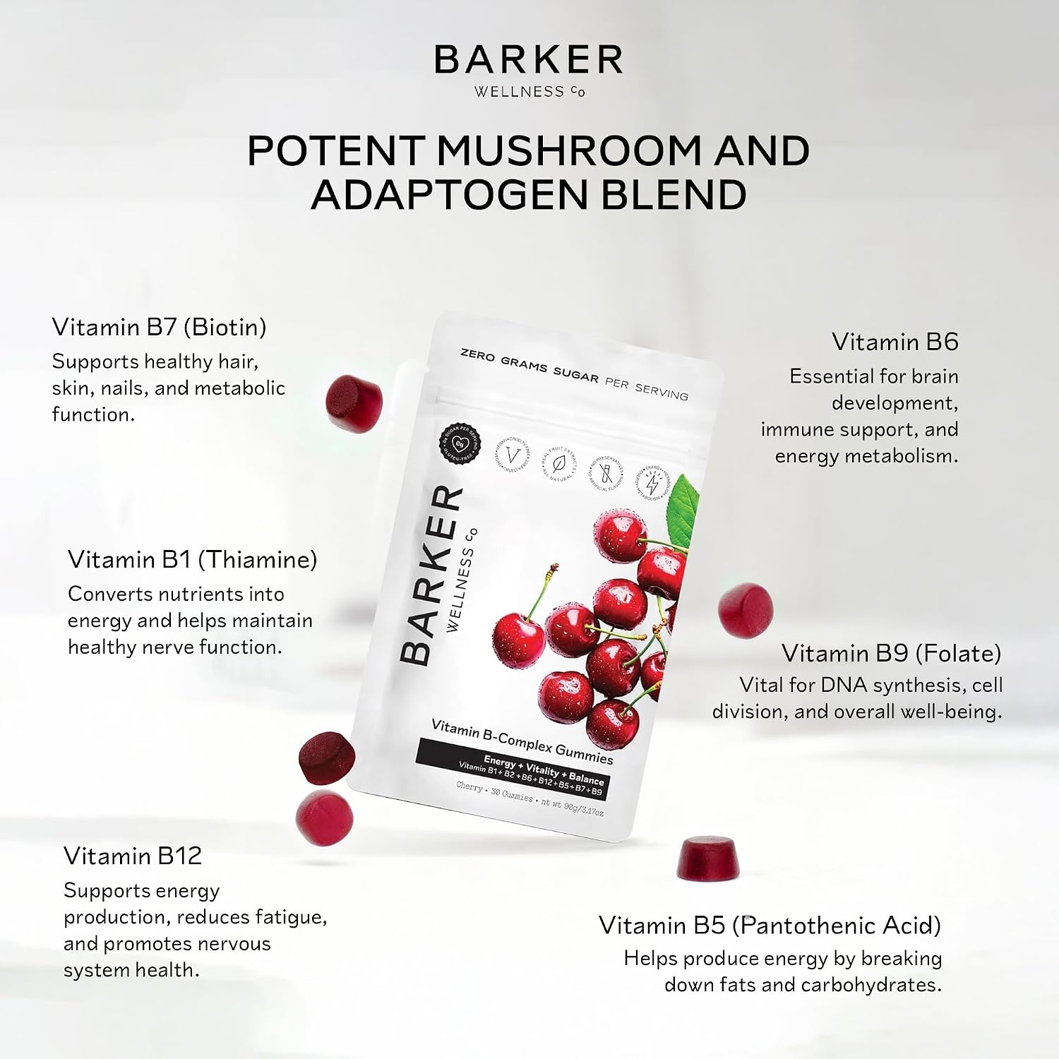 Gominolas de Complejo B Barker Wellness – Energía y Metabolismo, Sin Azúcar