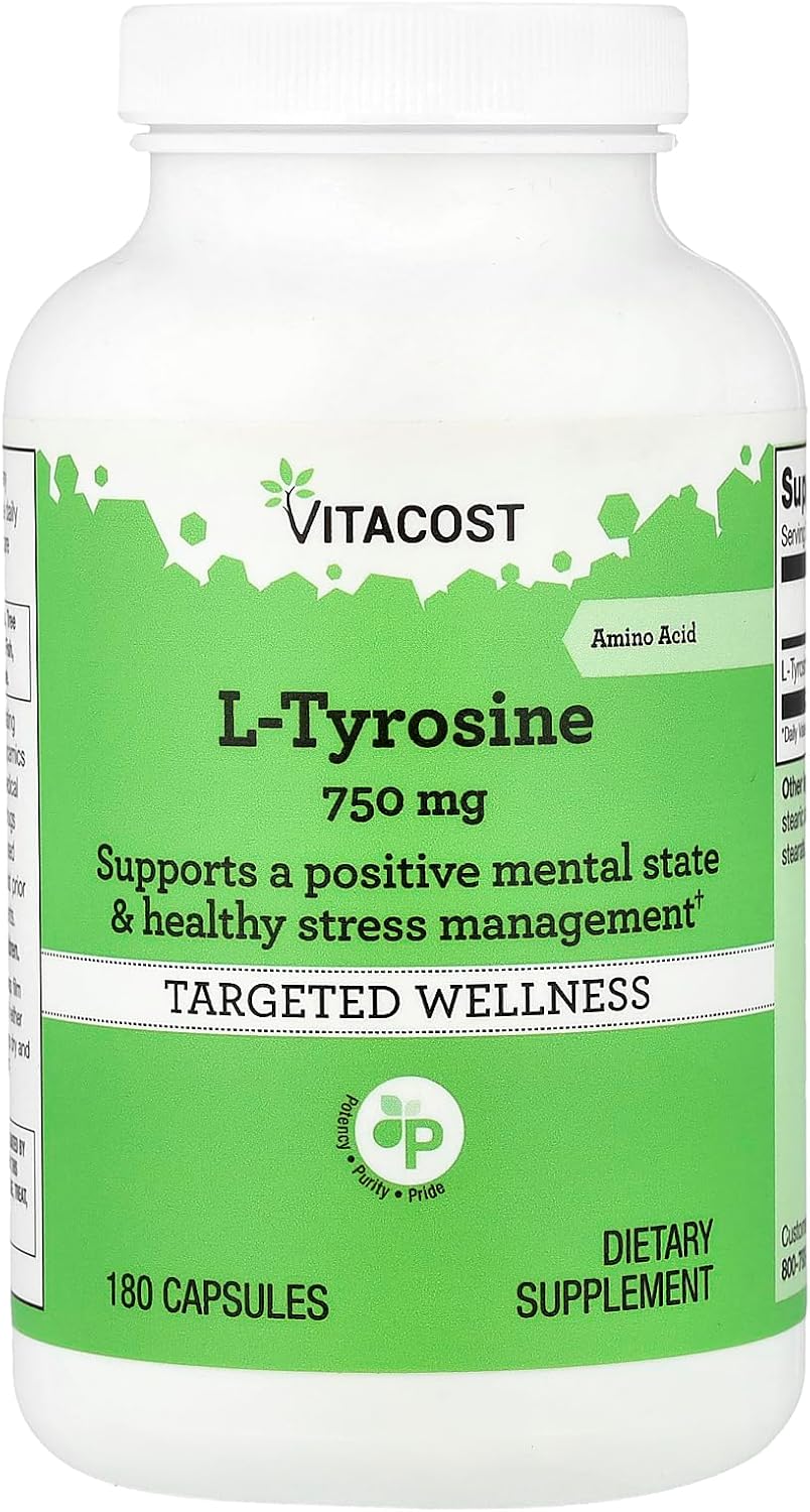 Vitacost L-Tyrosine, 750 mg, 180 Cápsulas