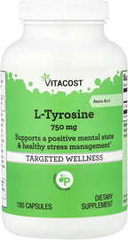 Vitacost L-Tyrosine, 750 mg, 180 Cápsulas